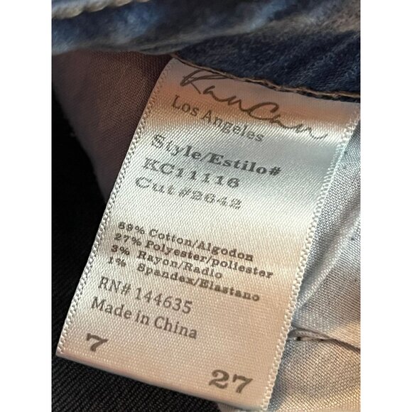 Kancan Los Angeles Skinny Jeans Raw Hem Distressed Mid Rise Blue Size 27 - Picture 9 of 10